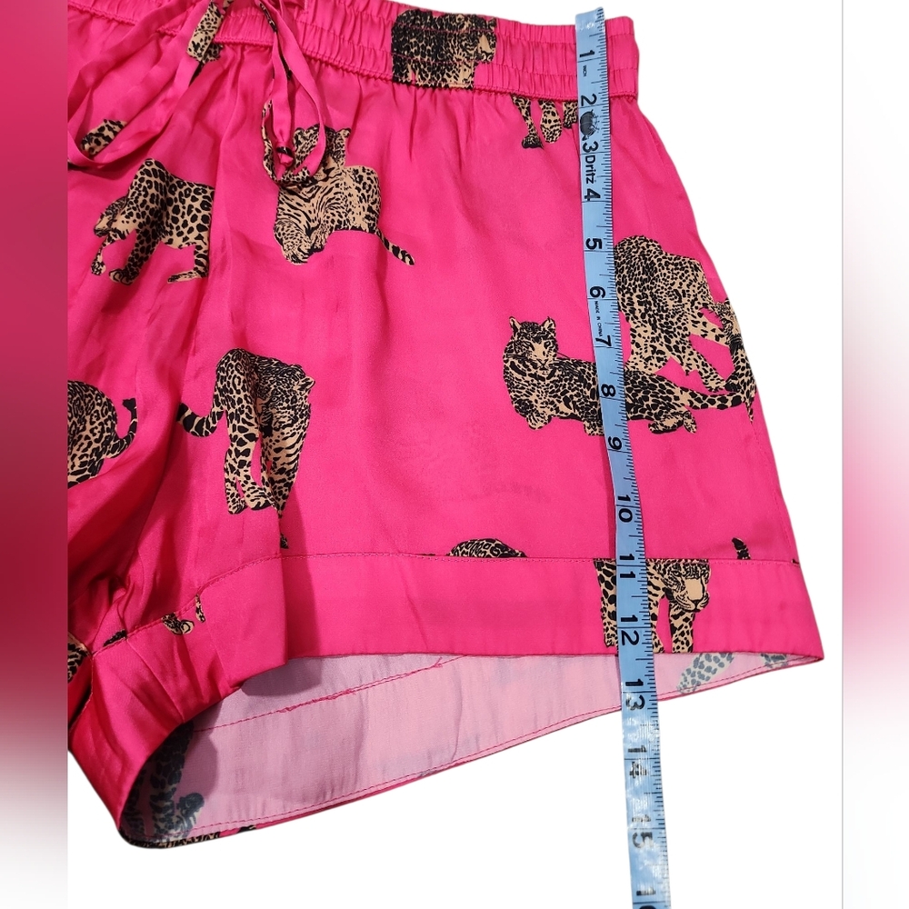 Show Me Your MUMU Early Riser PJ Shorts In Fuchsia Feline Print. S - Picture 6 of 9